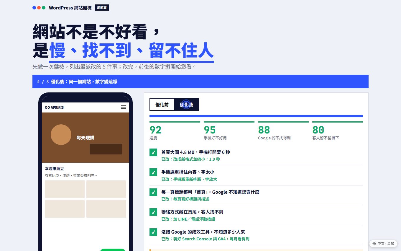 WordPress 網站健檢示範